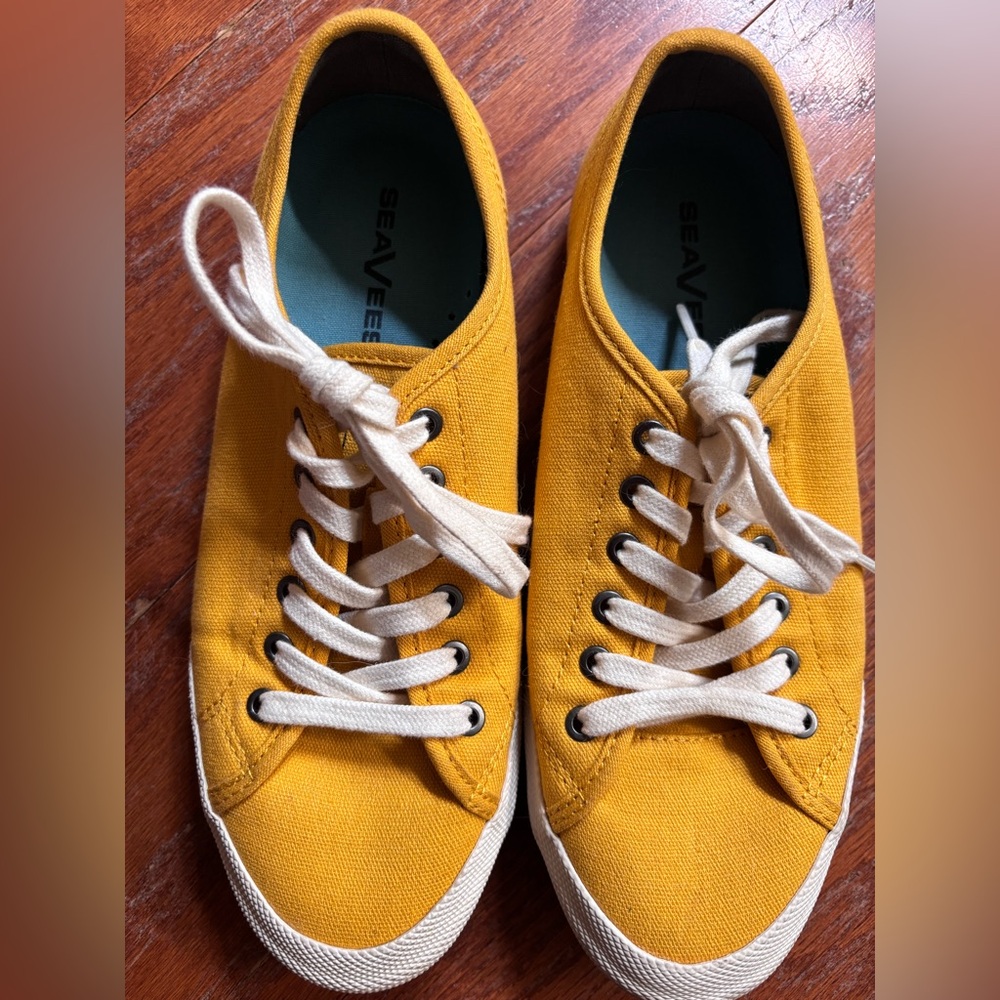 Like New SeaVees Mustard Canvas Sneakers with White Laces